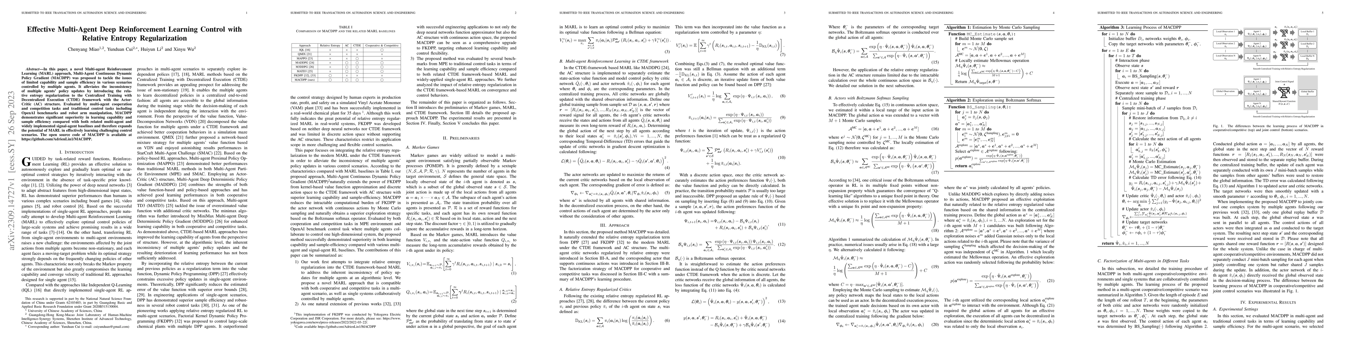 Thumbnail for Effective Multi-Agent Deep Reinforcement Learning Control with Relative
  Entropy Regularization