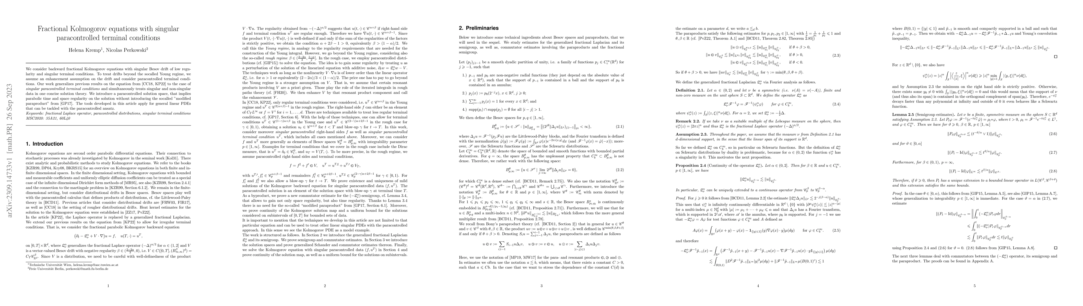 Thumbnail for Fractional Kolmogorov equations with singular paracontrolled terminal
  conditions