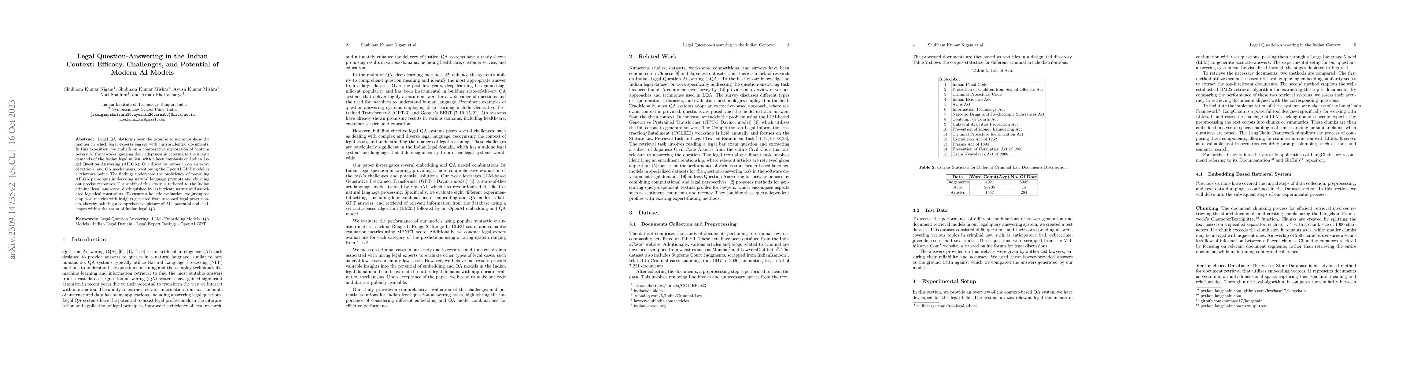 Thumbnail for Legal Question-Answering in the Indian Context: Efficacy, Challenges,
  and Potential of Modern AI Models