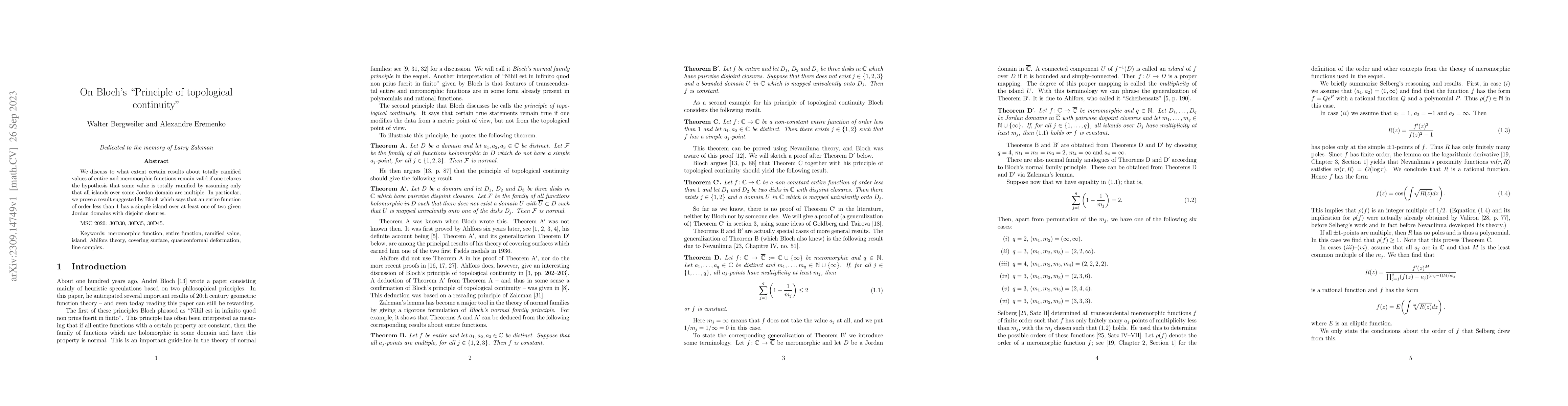 Thumbnail for On Bloch's "Principle of topological continuity''