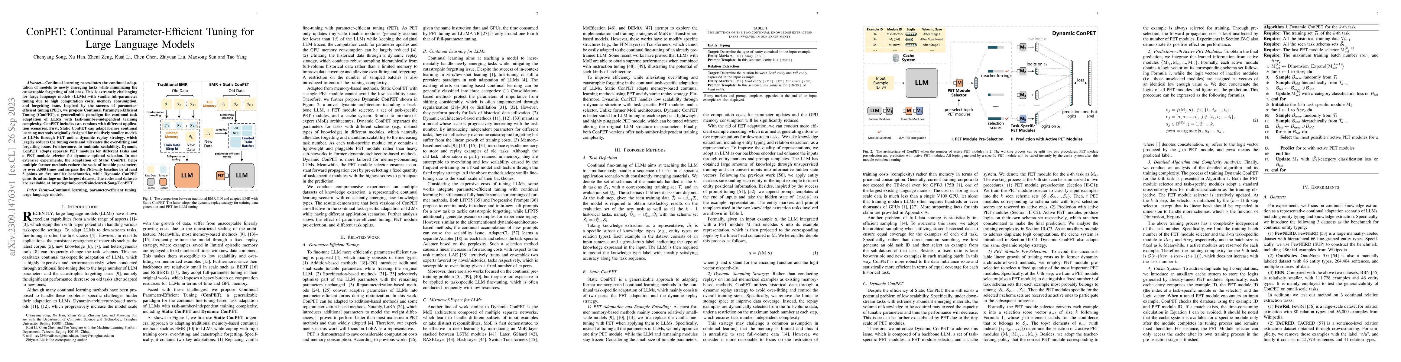 Thumbnail for ConPET: Continual Parameter-Efficient Tuning for Large Language Models