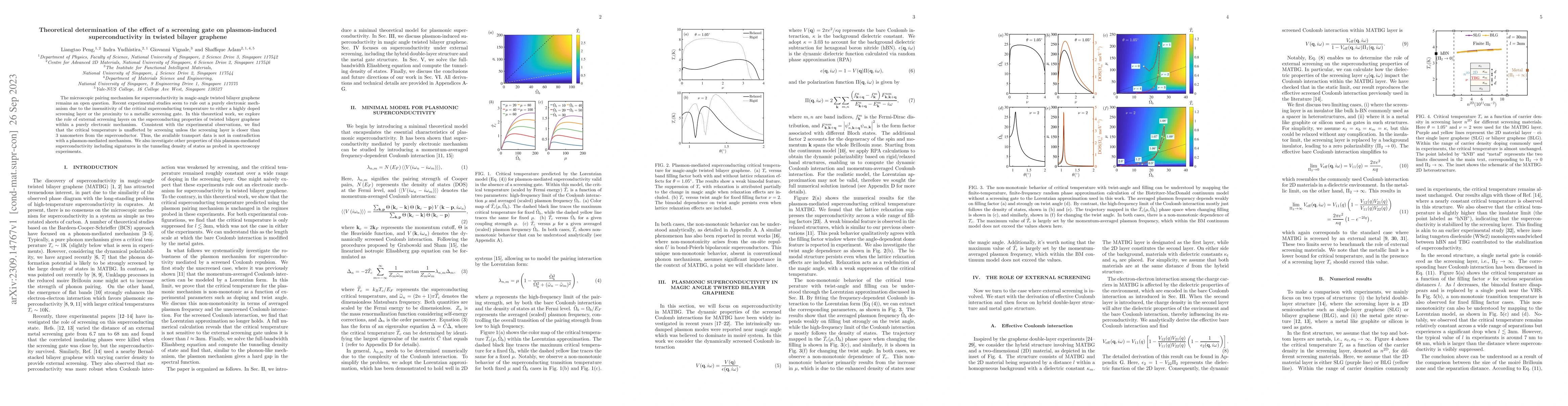 Thumbnail for Theoretical determination of the effect of a screening gate on
  plasmon-induced superconductivity in twisted bilayer graphene