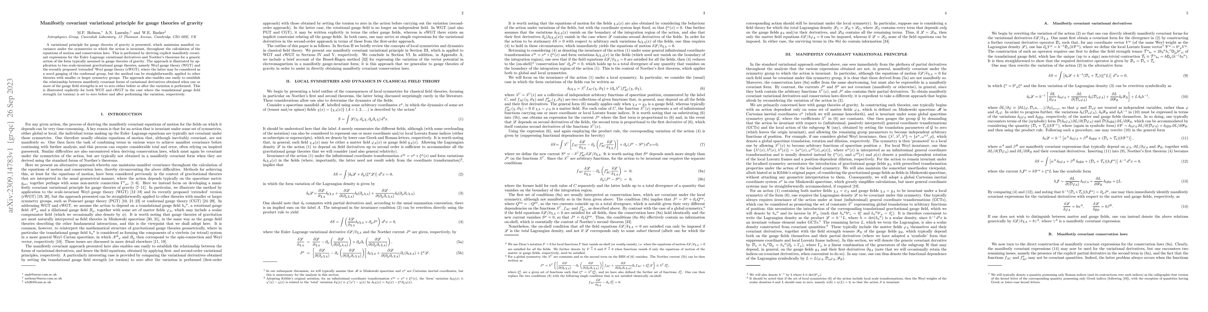Thumbnail for Manifestly covariant variational principle for gauge theories of gravity