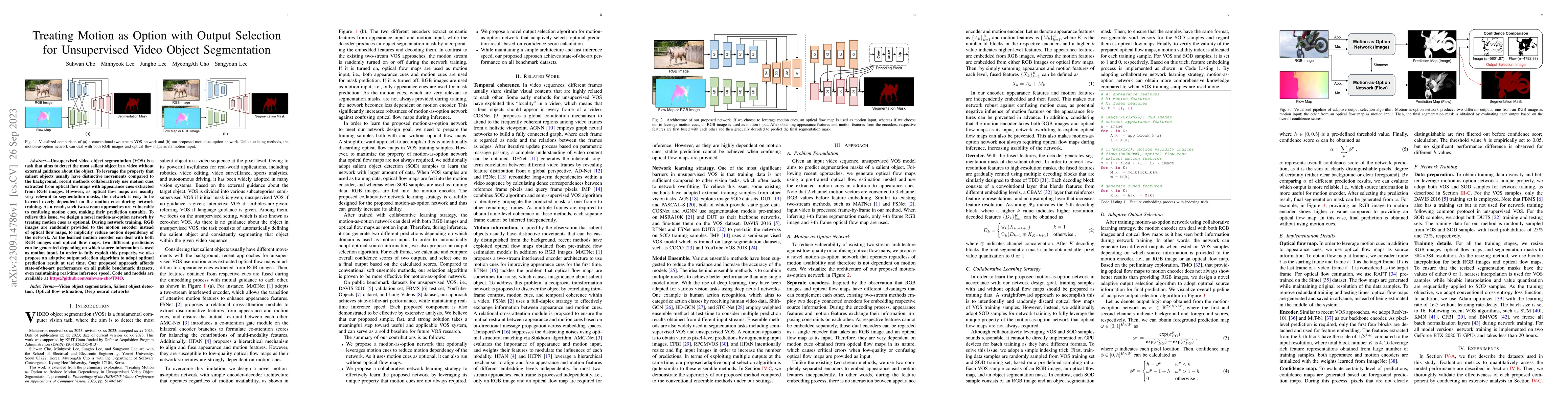 Thumbnail for Treating Motion as Option with Output Selection for Unsupervised Video
  Object Segmentation