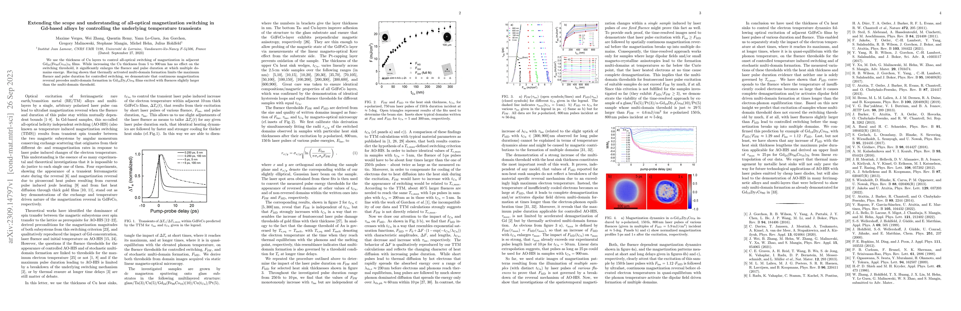Thumbnail for Extending the scope and understanding of all-optical magnetization
  switching in Gd-based alloys by controlling the underlying temperature
  transients