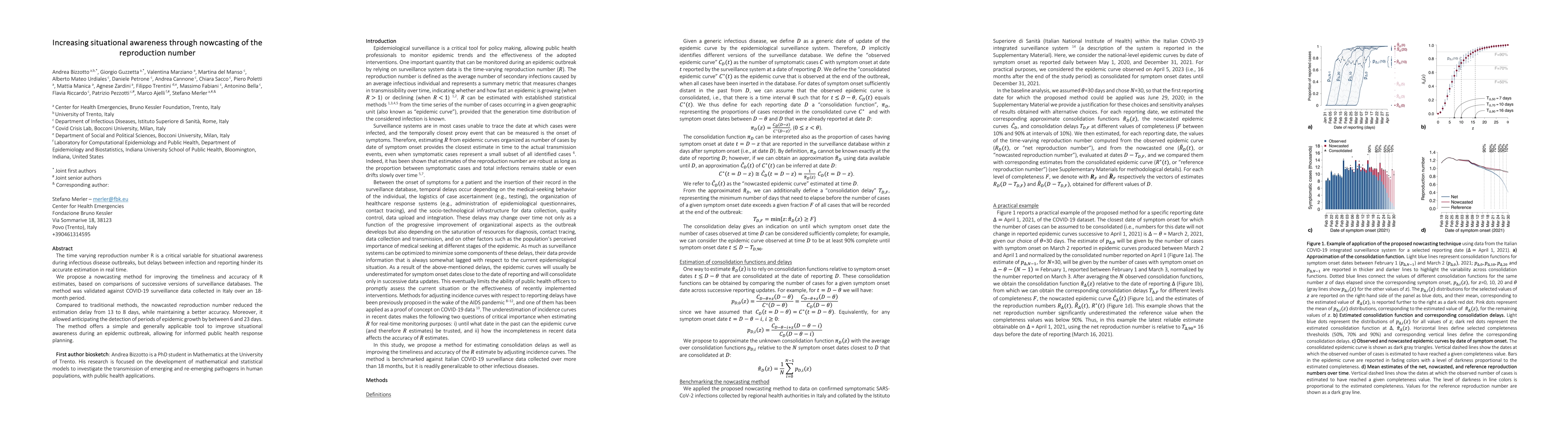 Thumbnail for Increasing situational awareness through nowcasting of the reproduction
  number