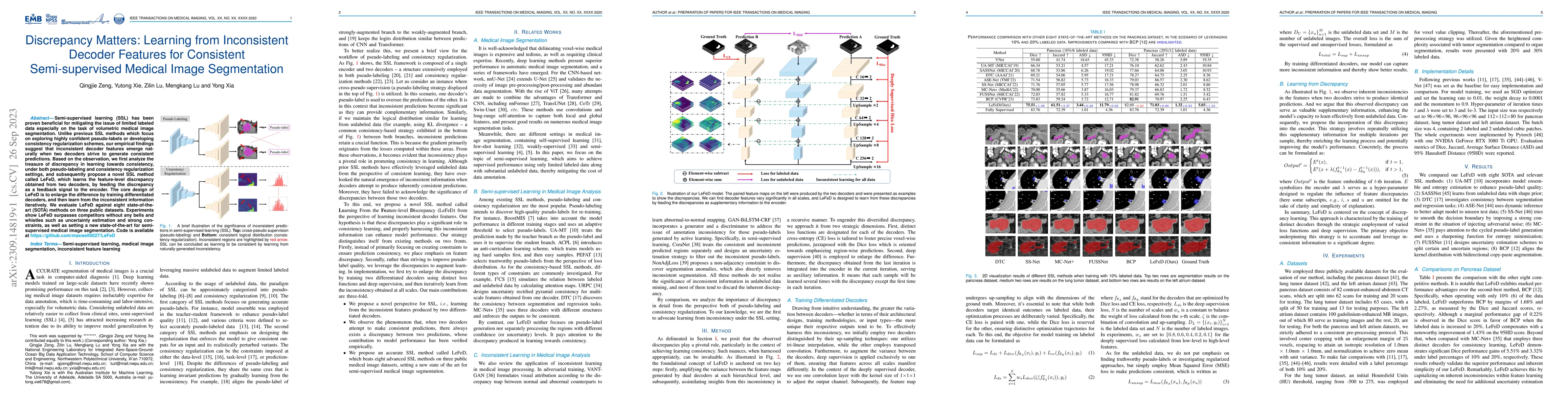 Thumbnail for Discrepancy Matters: Learning from Inconsistent Decoder Features for
  Consistent Semi-supervised Medical Image Segmentation