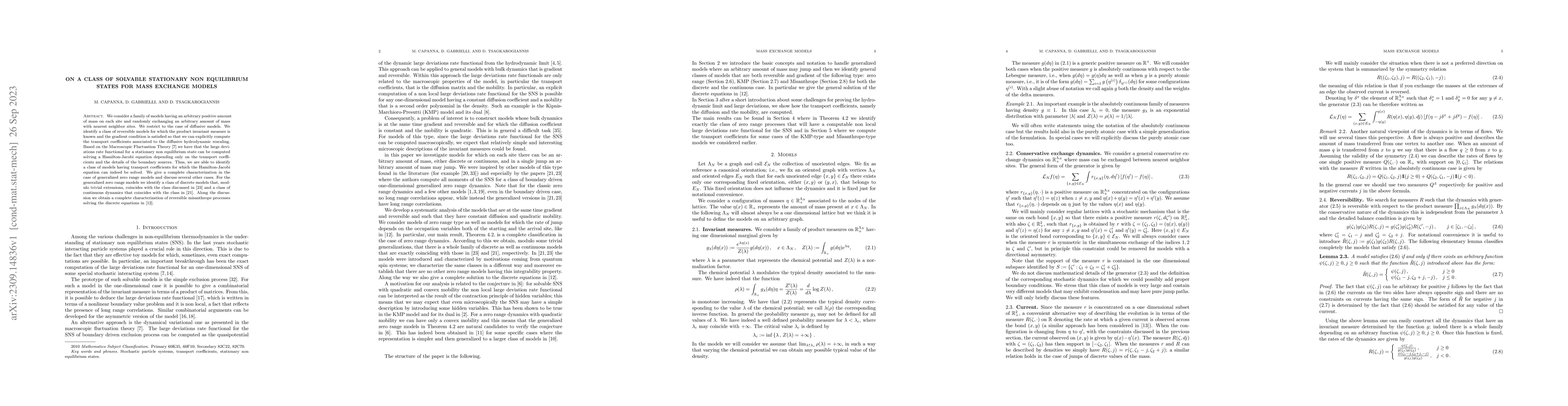 Thumbnail for On a class of solvable stationary non equilibrium states for mass
  exchange models