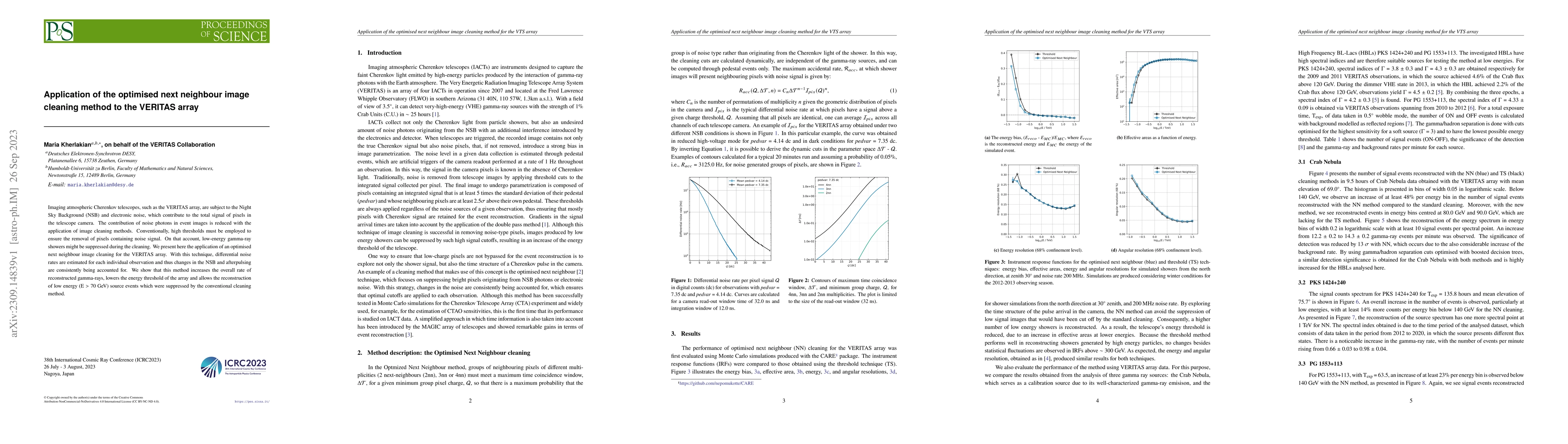 Thumbnail for Application of the optimised next neighbour image cleaning method to the
  VERITAS array