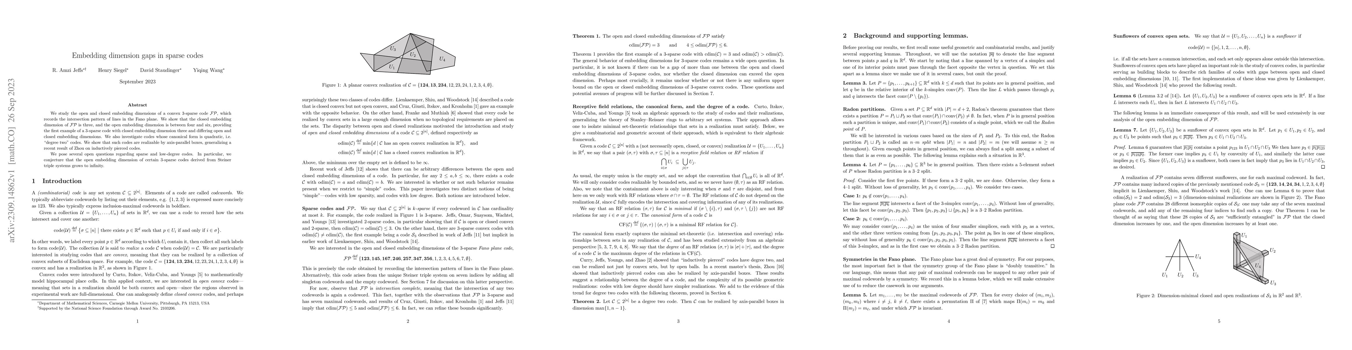 Thumbnail for Embedding dimension gaps in sparse codes