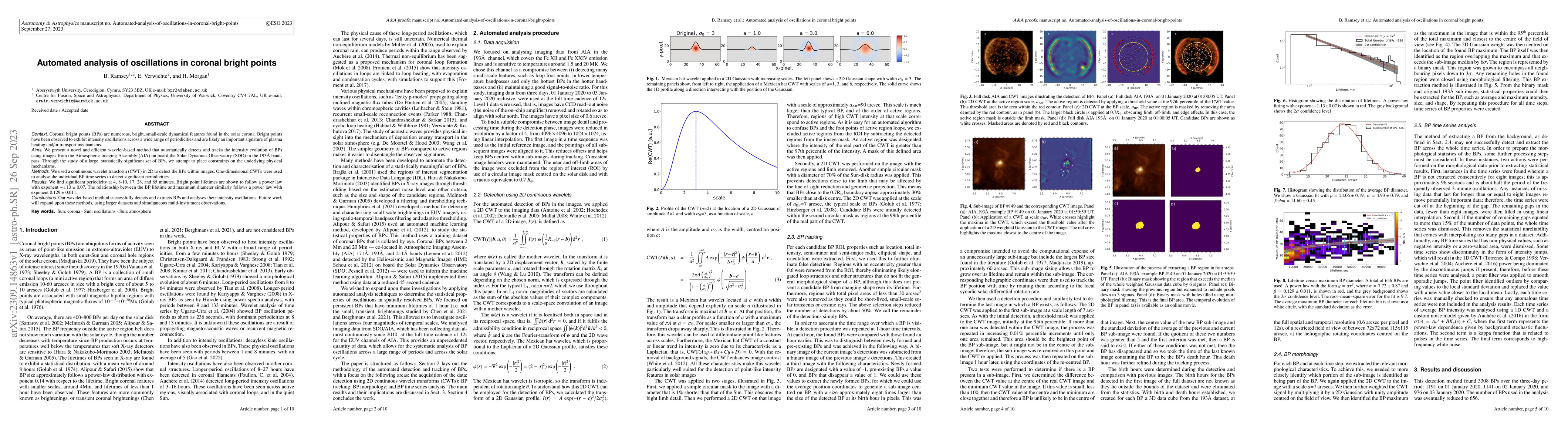Thumbnail for Automated analysis of oscillations in coronal bright points