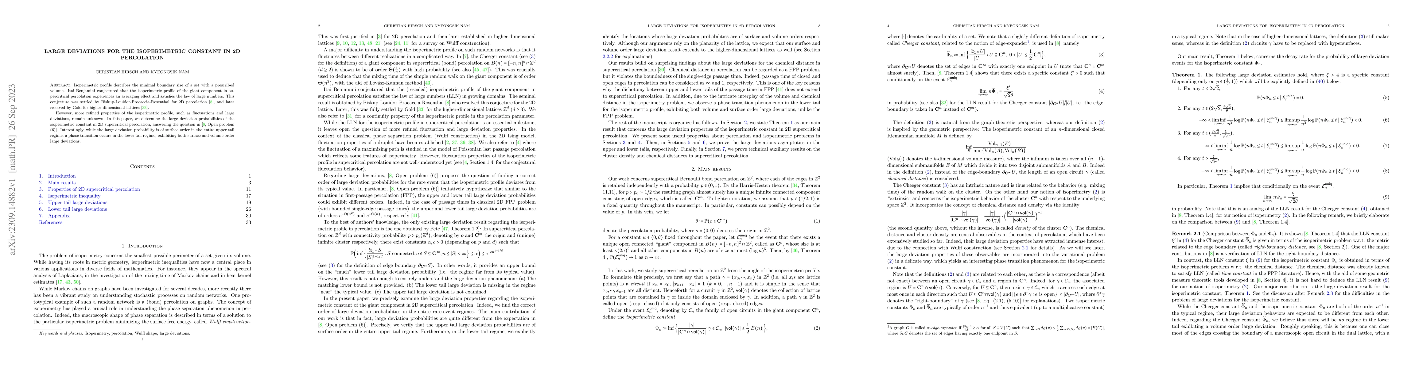 Thumbnail for Large deviations for the isoperimetric constant in 2D percolation