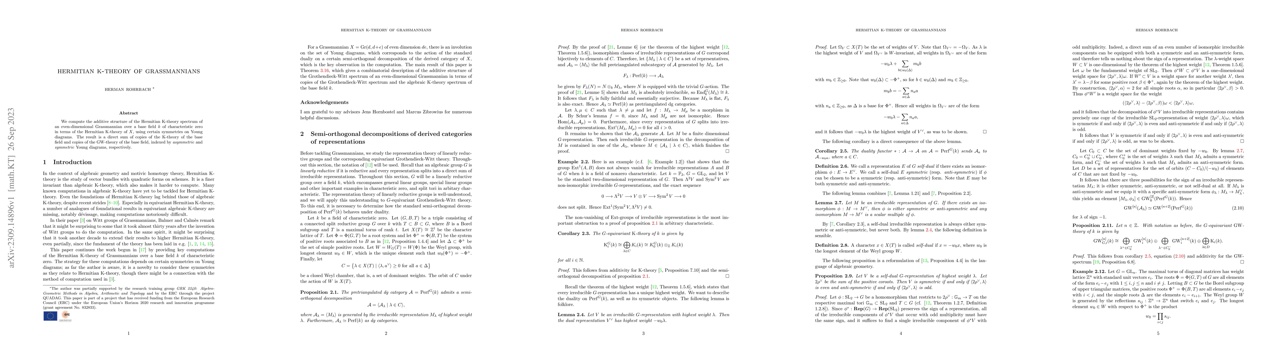 Thumbnail for Hermitian K-theory of Grassmannians