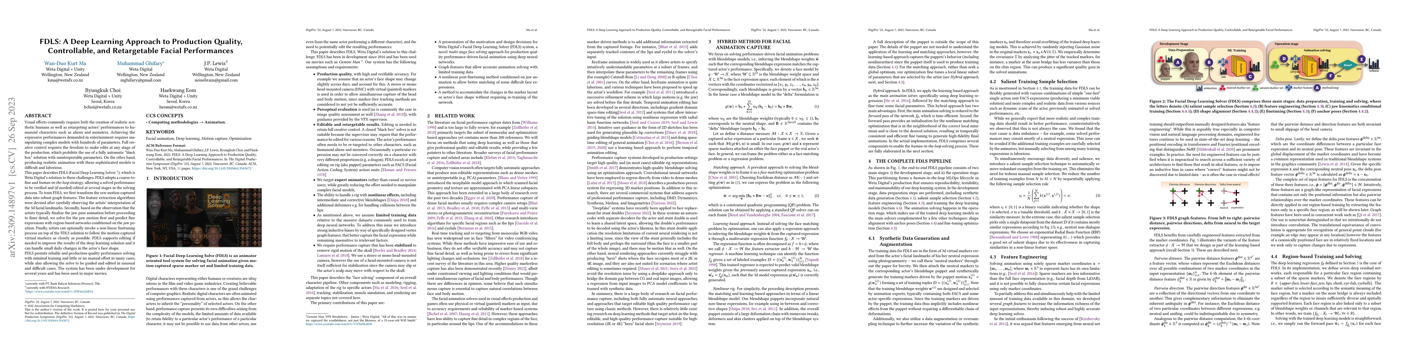 Thumbnail for FDLS: A Deep Learning Approach to Production Quality, Controllable, and
  Retargetable Facial Performances