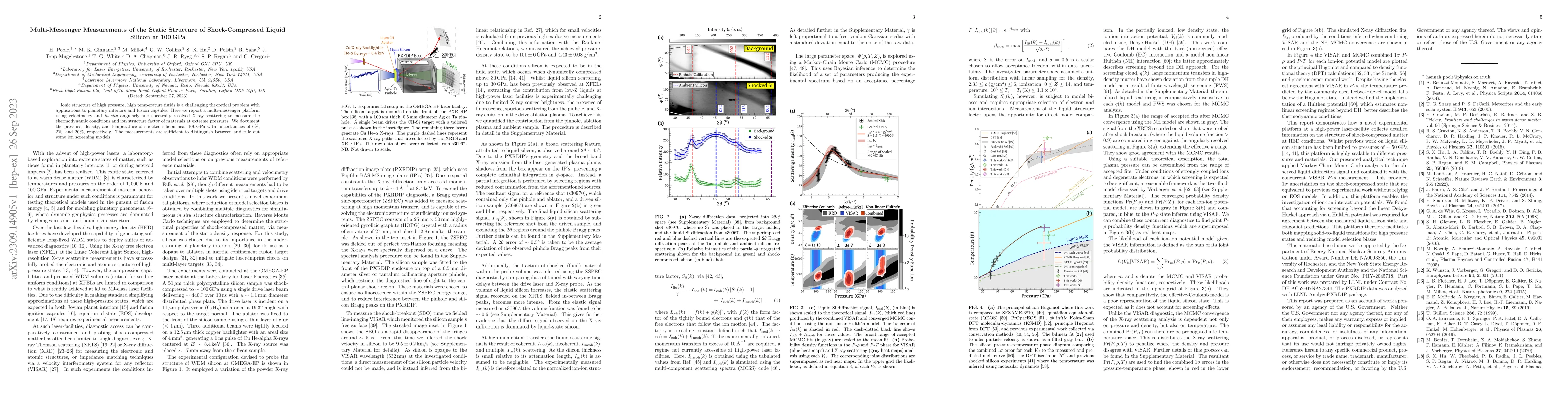 Thumbnail for Multi-Messenger Measurements of the Static Structure of Shock-Compressed
  Liquid Silicon at 100 GPa
