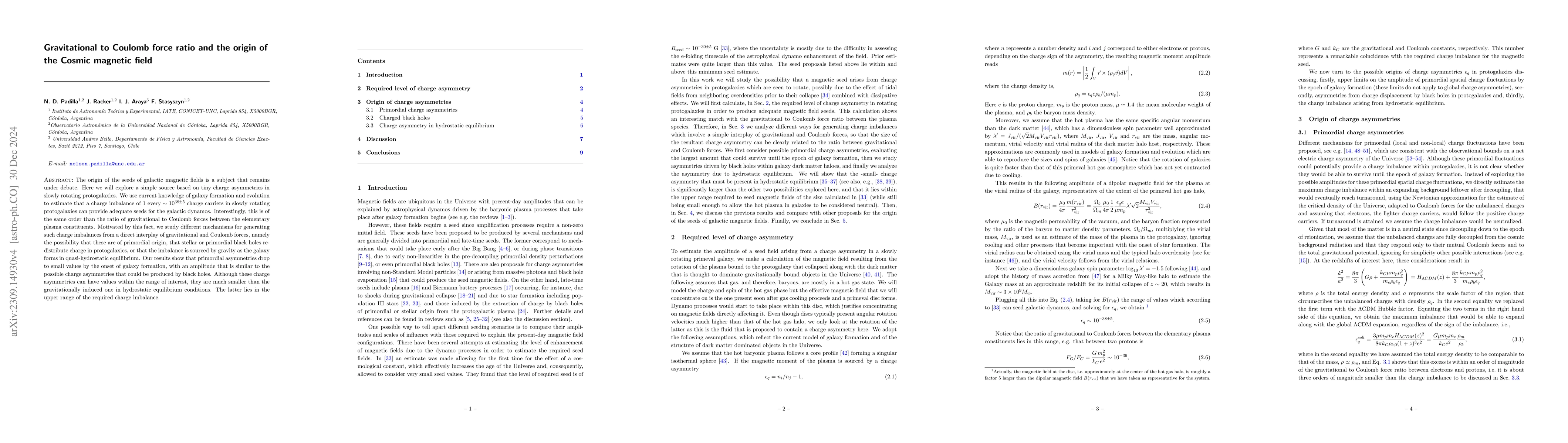Thumbnail for Gravitational to Coulomb force ratio and the origin of the Cosmic
  magnetic field