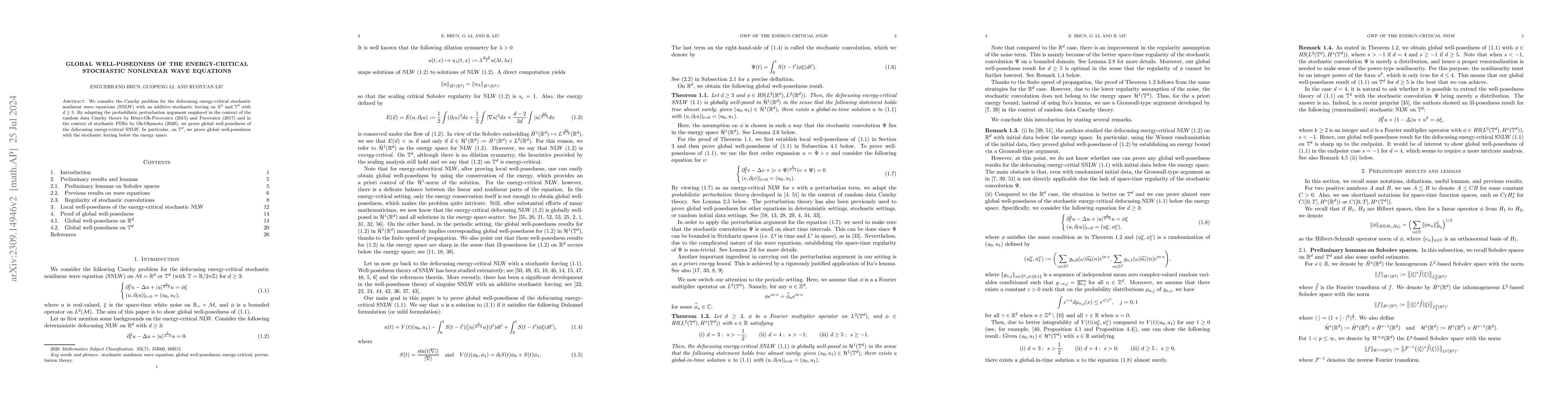 Thumbnail for Global well-posedness of the energy-critical stochastic nonlinear wave
  equations