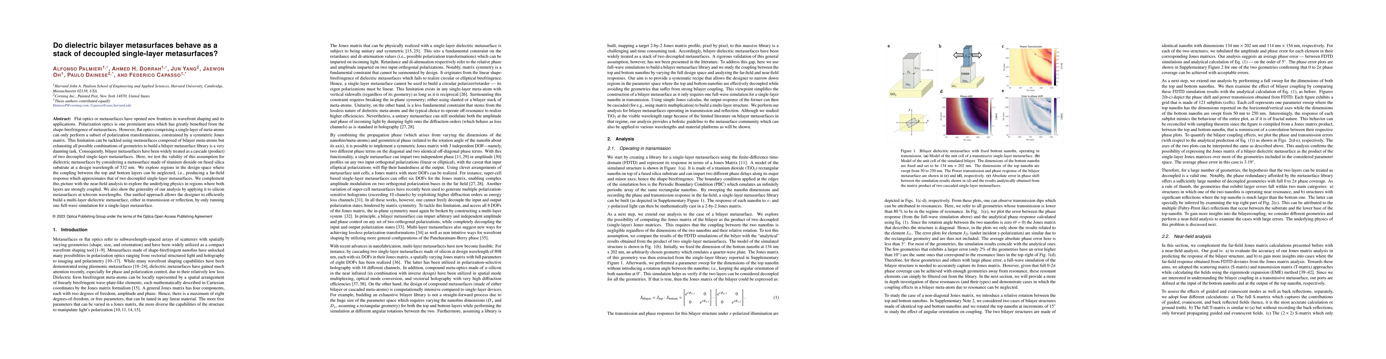 Thumbnail for Do bilayer metasurfaces behave as a stack of decoupled single-layer
  metasurfaces?