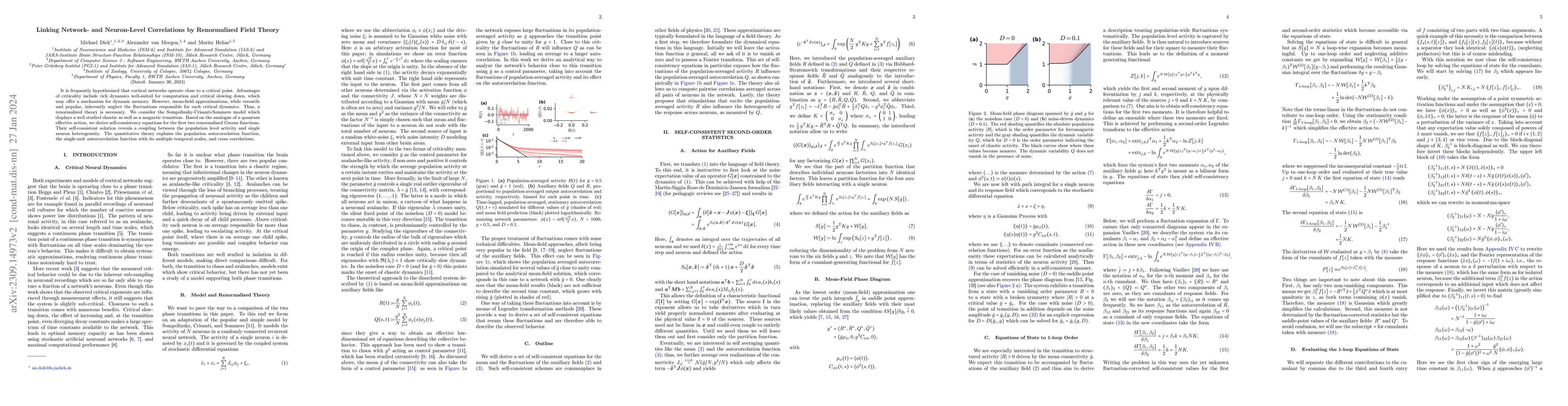 Thumbnail for Linking Network and Neuron-level Correlations by Renormalized Field
  Theory