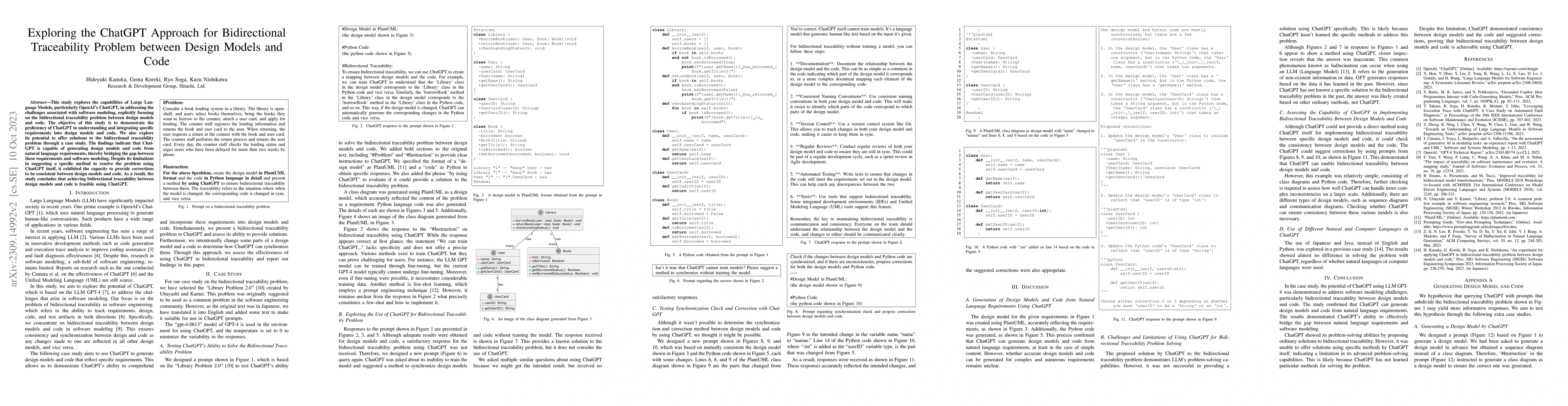 Thumbnail for Exploring the ChatGPT Approach for Bidirectional Traceability Problem
  between Design Models and Code