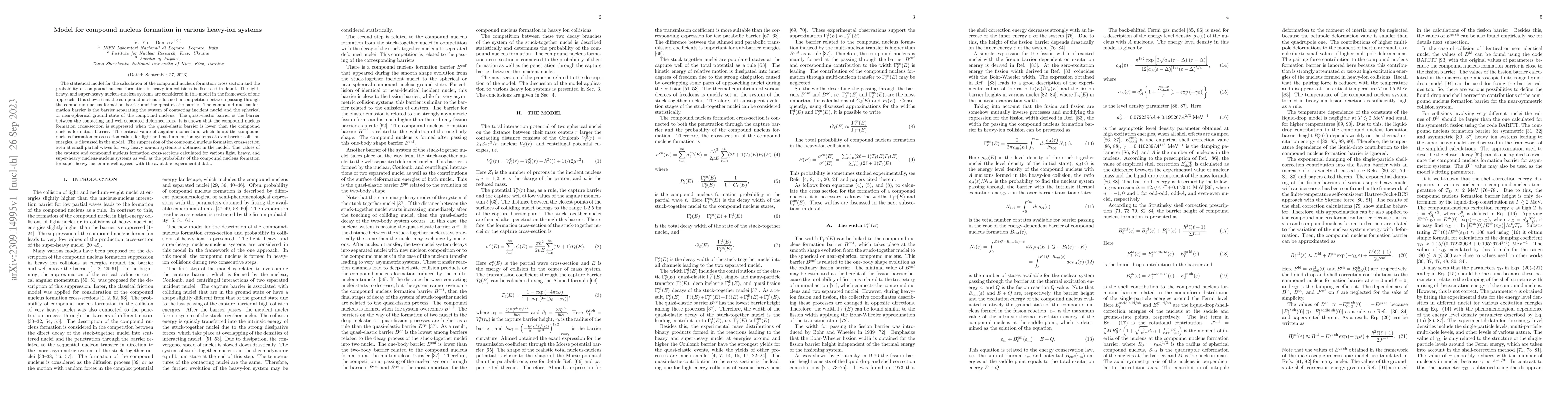 Thumbnail for Model for compound nucleus formation in various heavy-ion systems