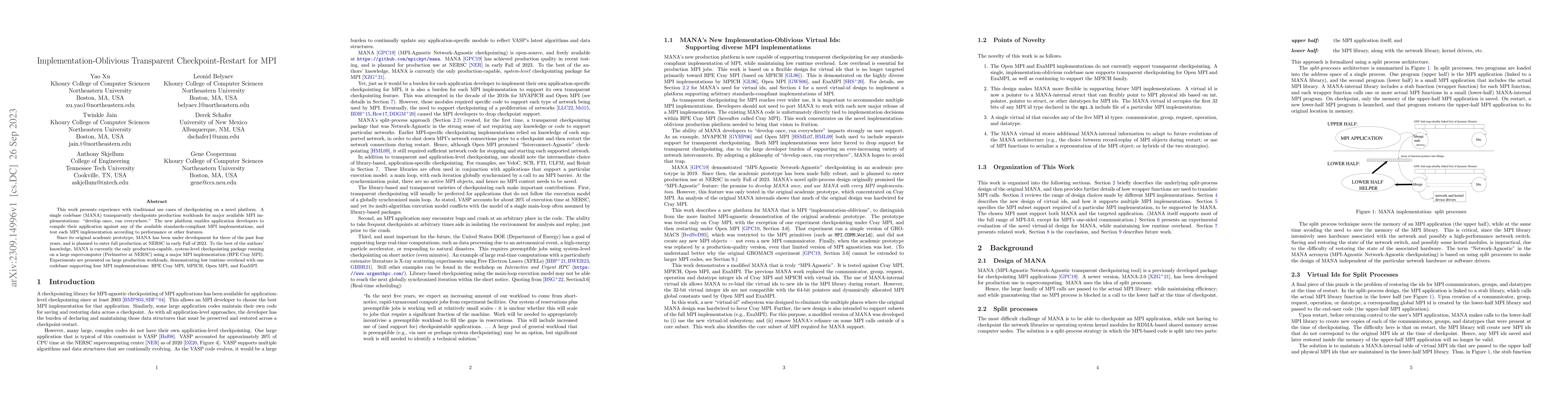 Thumbnail for Implementation-Oblivious Transparent Checkpoint-Restart for MPI