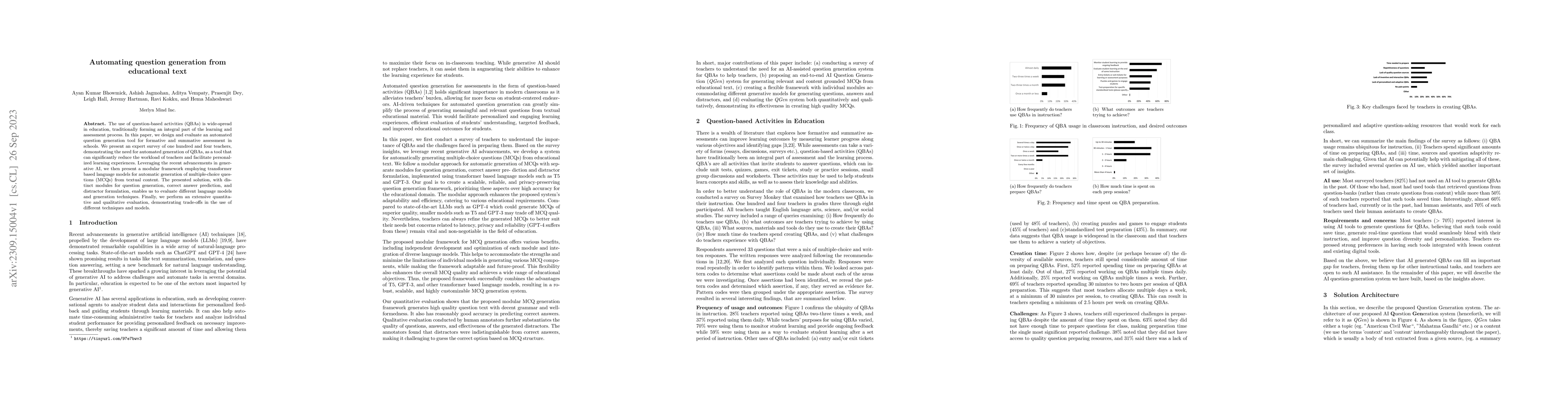 Thumbnail for Automating question generation from educational text
