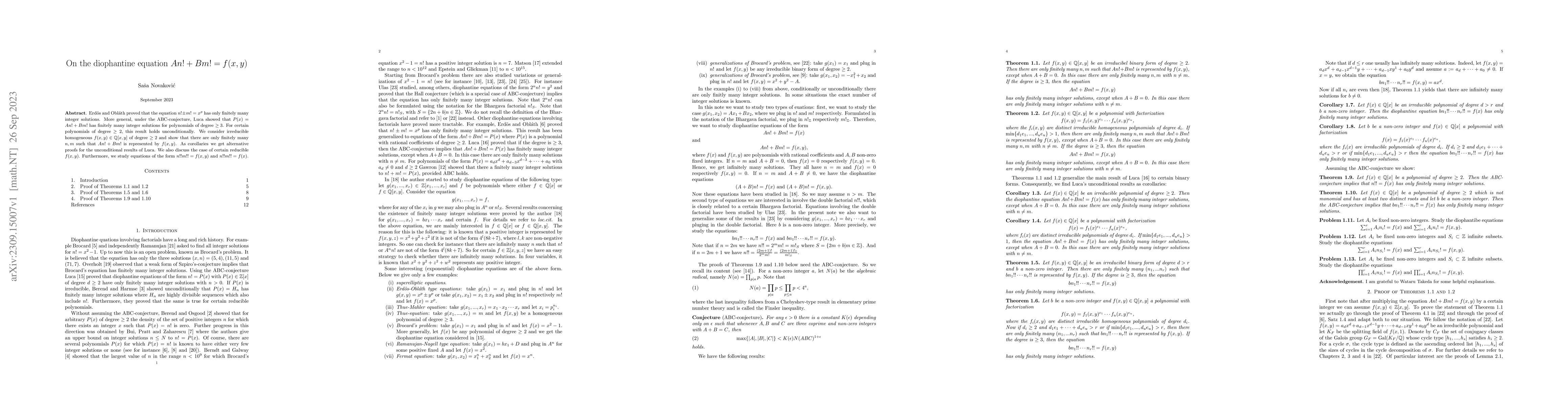 Thumbnail for On the diophantine equation $An!+Bm!=f(x,y)$