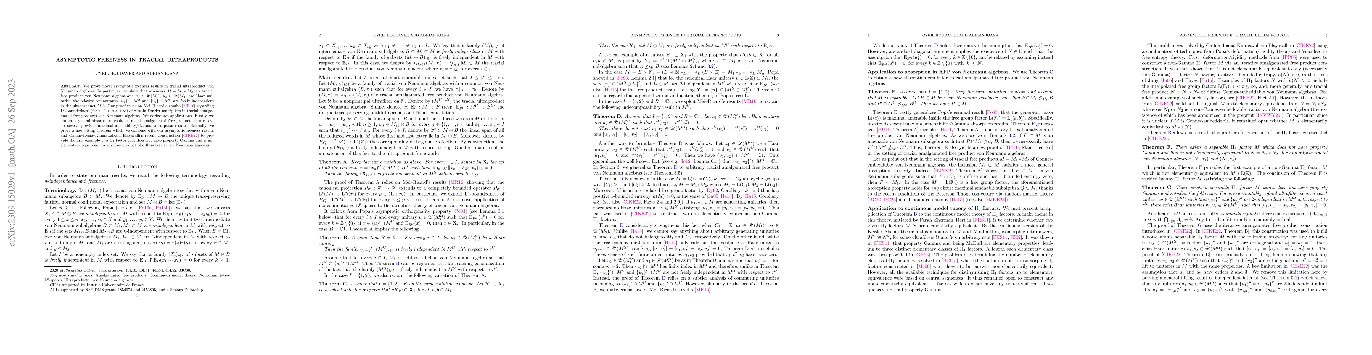 Thumbnail for Asymptotic freeness in tracial ultraproducts