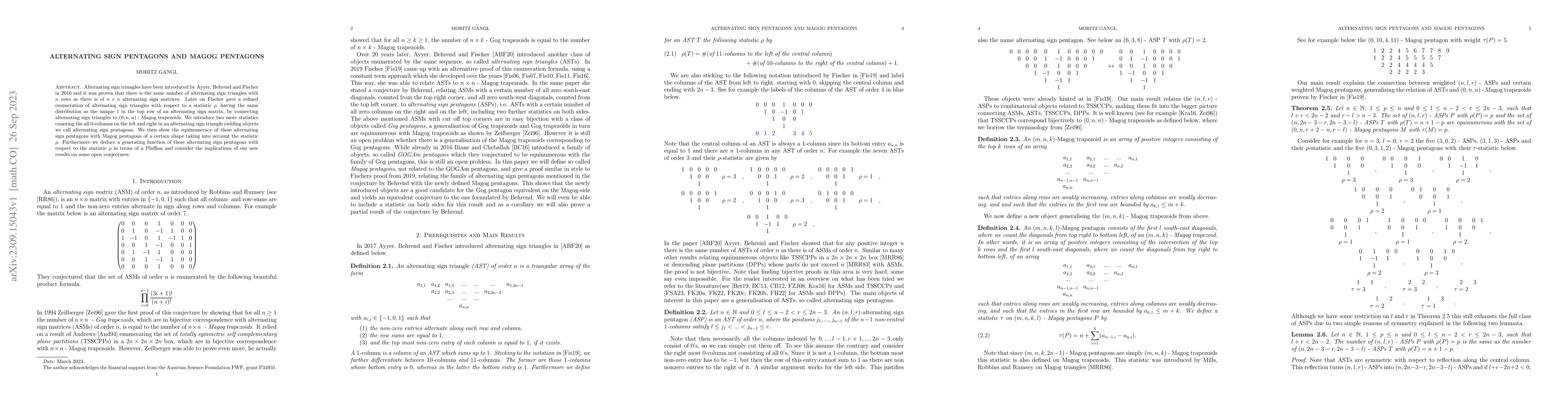 Thumbnail for Alternating Sign Pentagons and Magog Pentagons