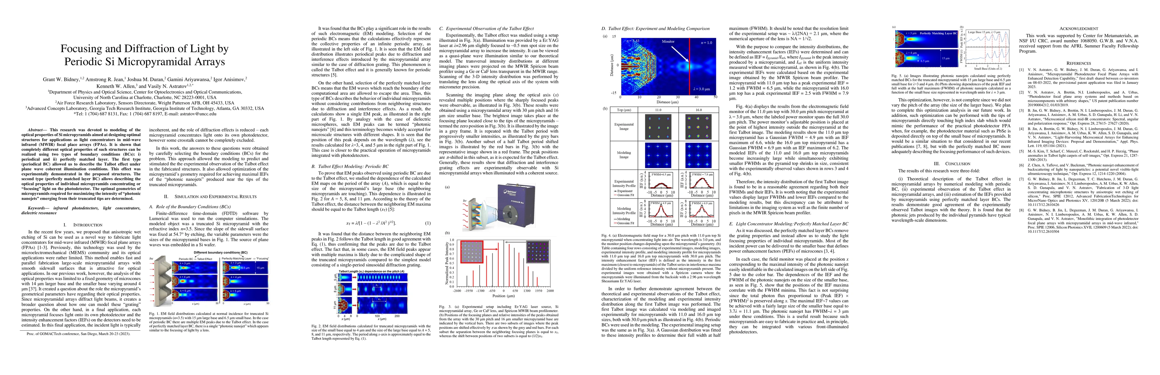 Thumbnail for Focusing and Diffraction of Light by Periodic Si Micropyramidal Arrays