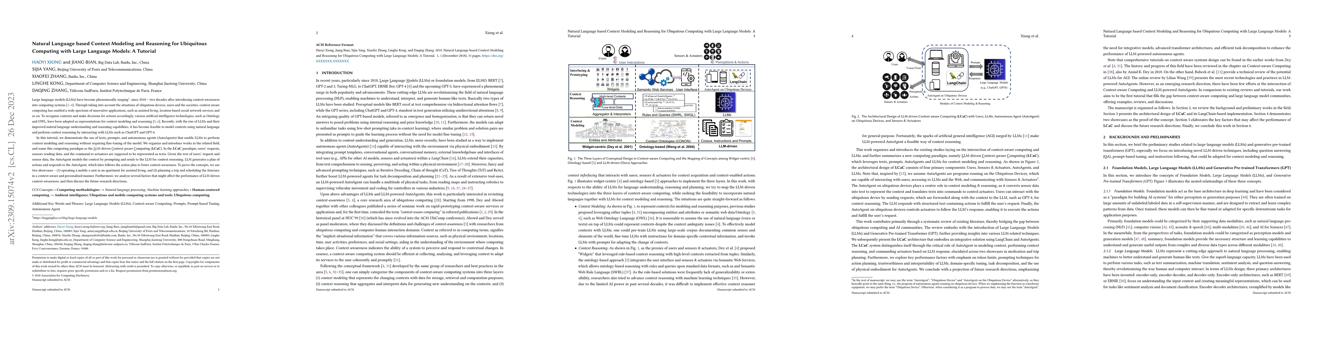 Thumbnail for Natural Language based Context Modeling and Reasoning for Ubiquitous
  Computing with Large Language Models: A Tutorial