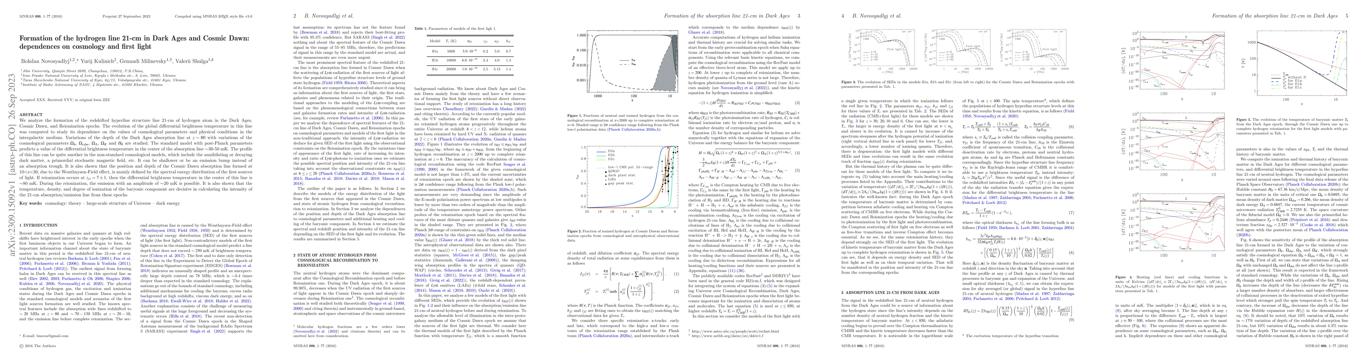 Thumbnail for Formation of the hydrogen line 21-cm in Dark Ages and Cosmic Dawn:
  dependences on cosmology and first light