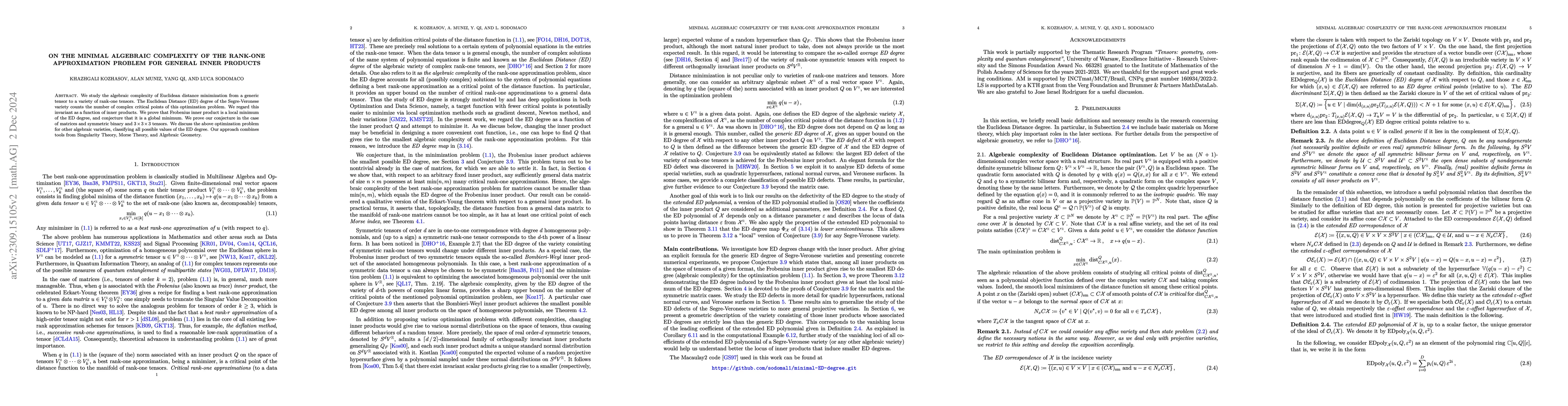 Thumbnail for On the minimal algebraic complexity of the rank-one approximation
  problem for general inner products