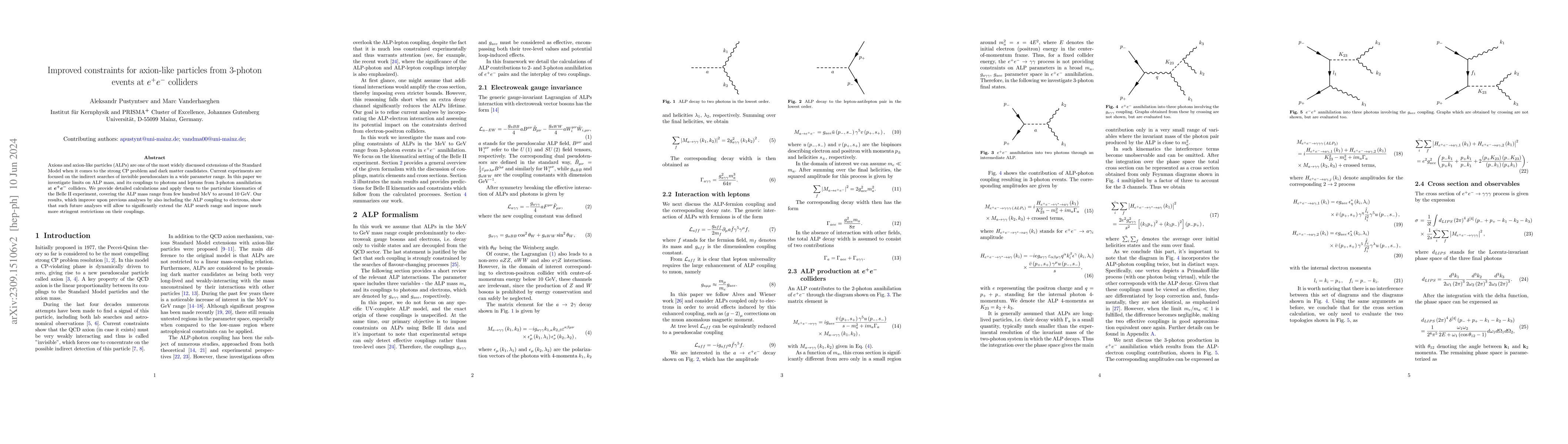 Thumbnail for Improved constraints for axion-like particles from 3-photon events at
  $e^+e^-$ colliders