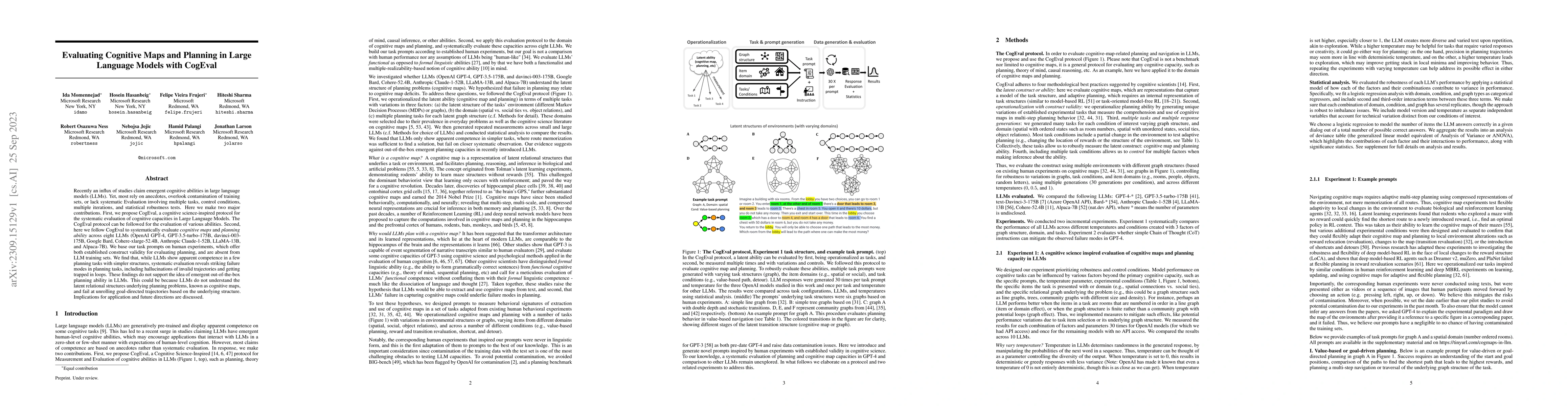 Thumbnail for Evaluating Cognitive Maps and Planning in Large Language Models with
  CogEval