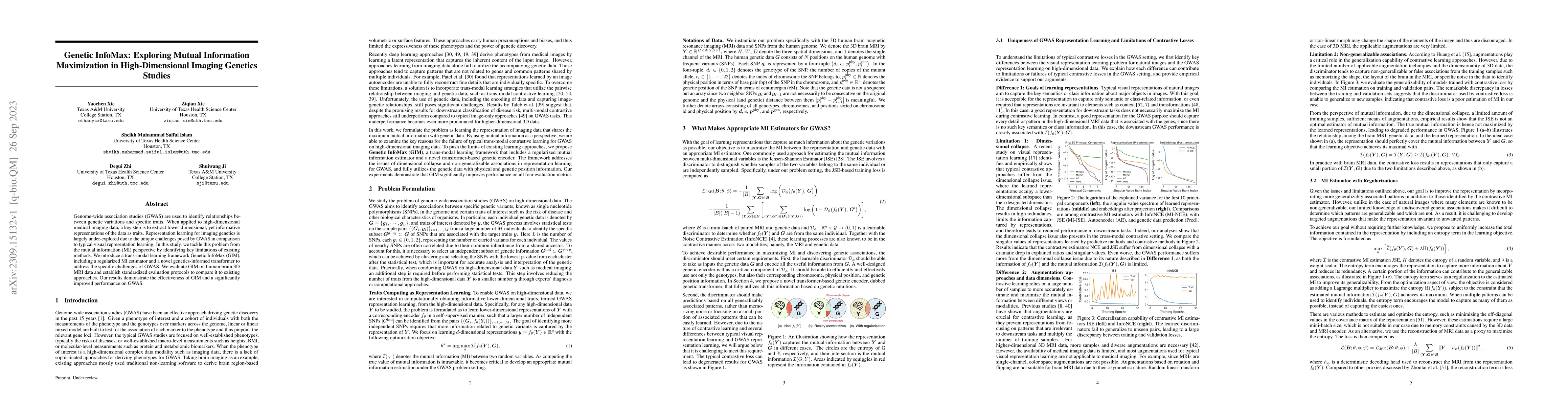 Thumbnail for Genetic InfoMax: Exploring Mutual Information Maximization in
  High-Dimensional Imaging Genetics Studies