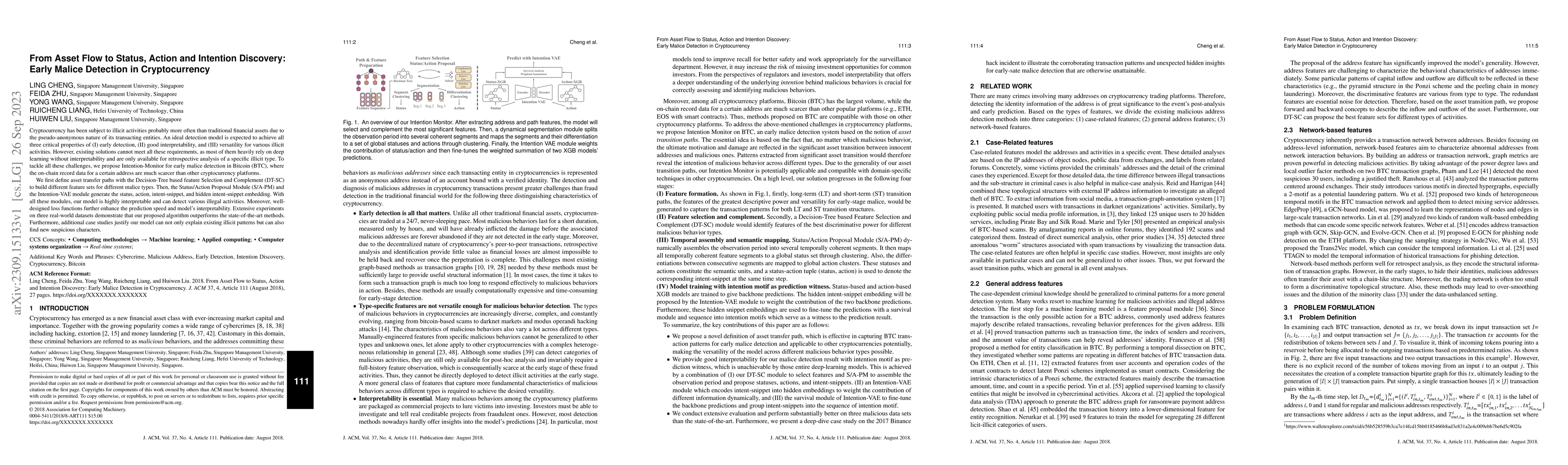 Thumbnail for From Asset Flow to Status, Action and Intention Discovery: Early Malice
  Detection in Cryptocurrency