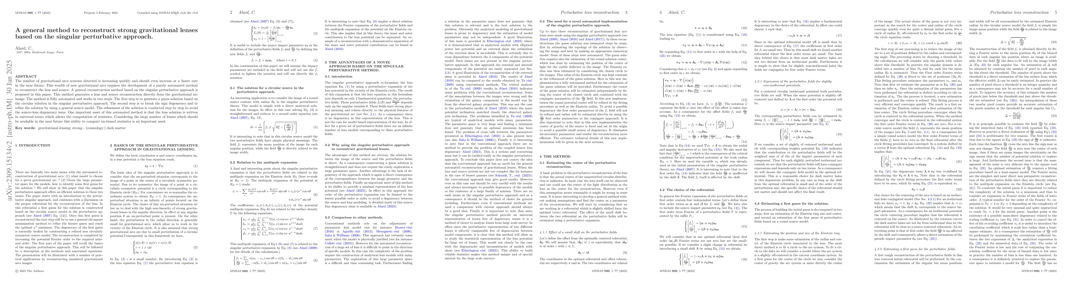 Thumbnail for A general method to reconstruct strong gravitational lenses based on the
  singular perturbative approach