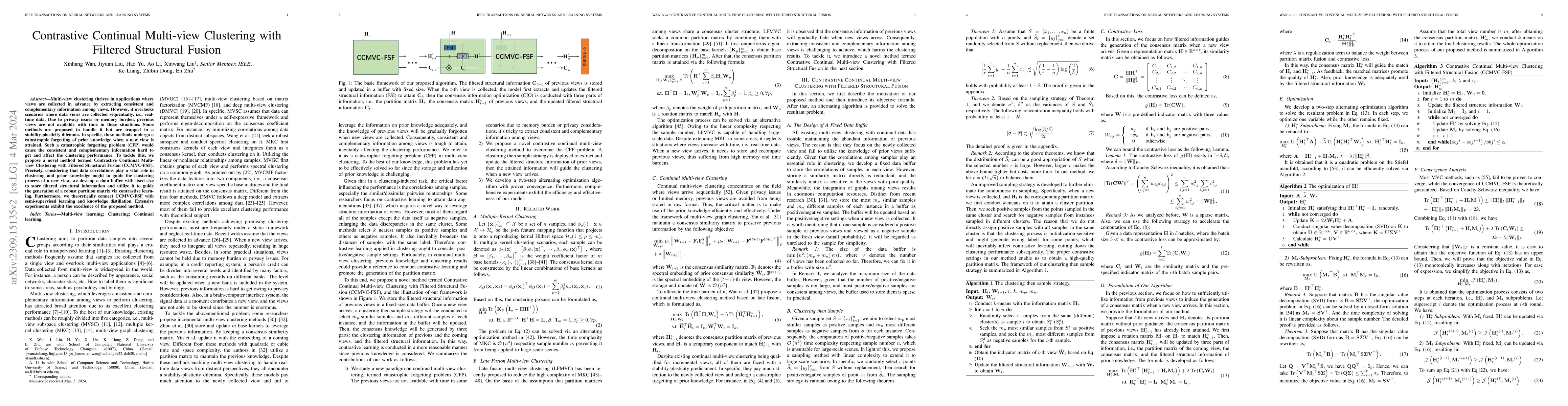 Thumbnail for Contrastive Continual Multi-view Clustering with Filtered Structural
  Fusion