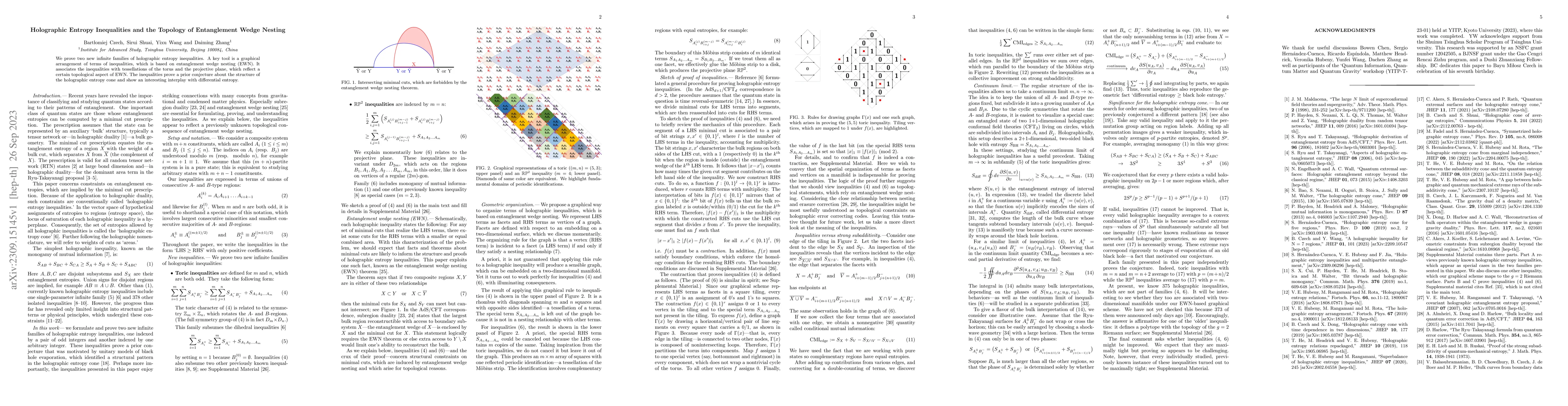 Thumbnail for Holographic Entropy Inequalities and the Topology of Entanglement Wedge
  Nesting