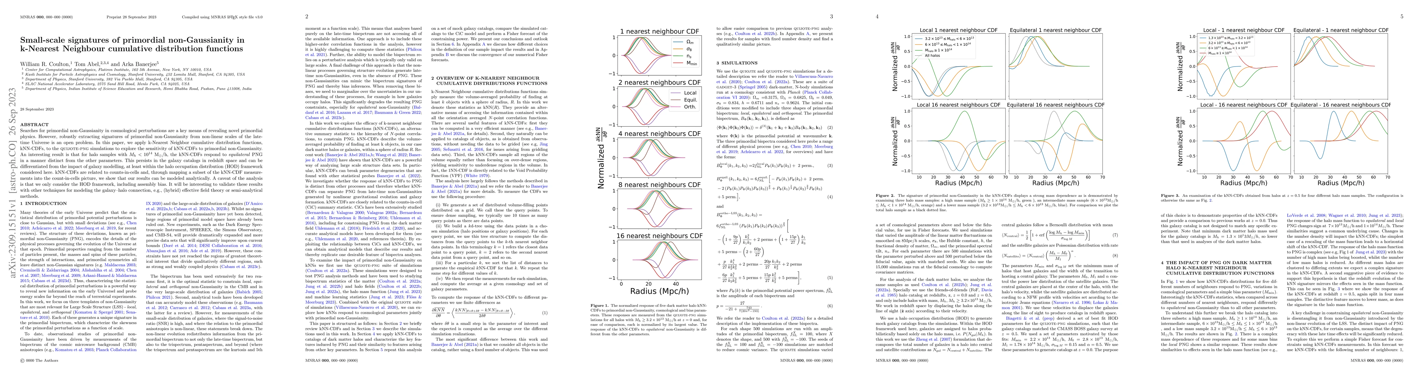 Thumbnail for Small-scale signatures of primordial non-Gaussianity in k-Nearest
  Neighbour cumulative distribution functions