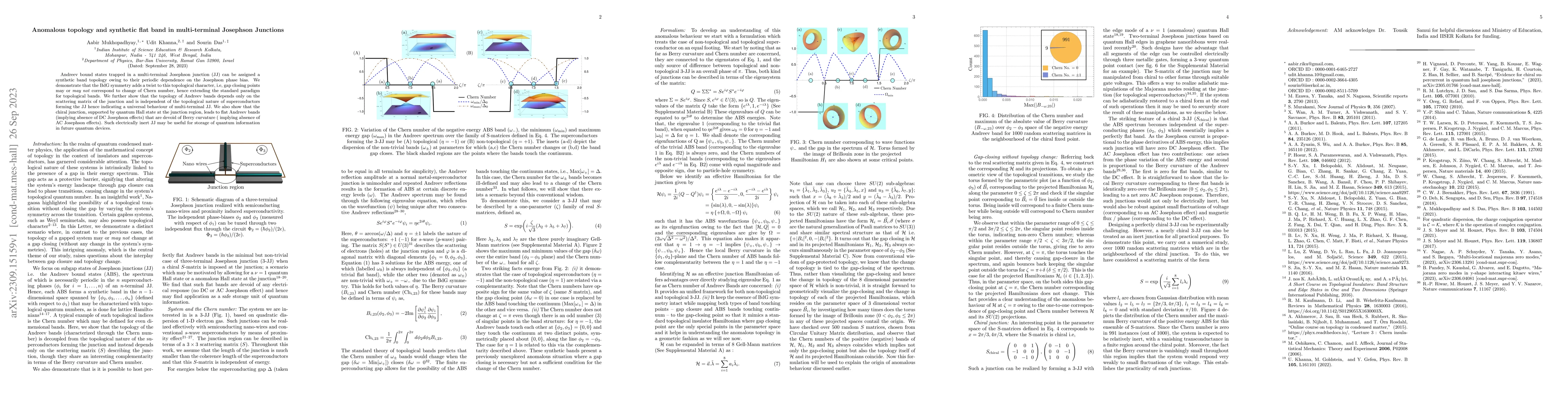 Thumbnail for Anomalous topology and synthetic flat band in multi-terminal Josephson
  Junctions