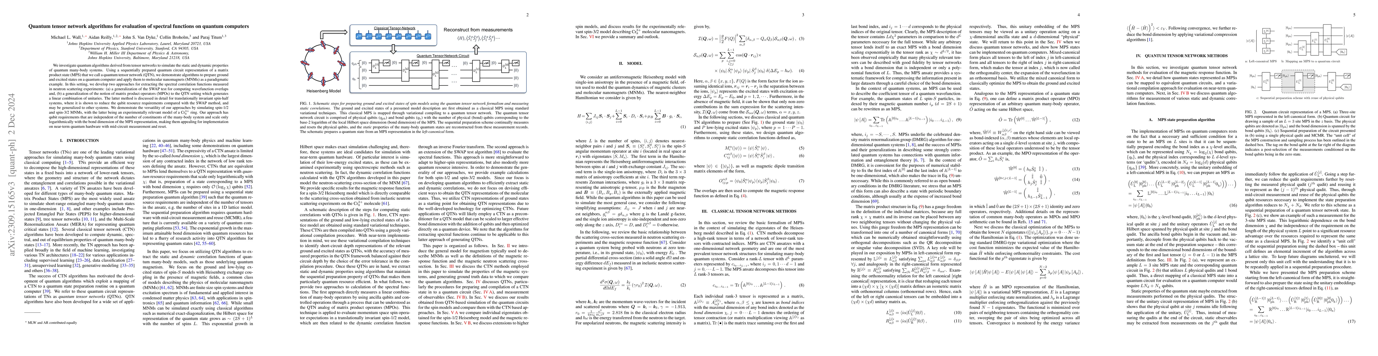 Thumbnail for Quantum tensor networks algorithms for evaluation of spectral functions
  on quantum computers