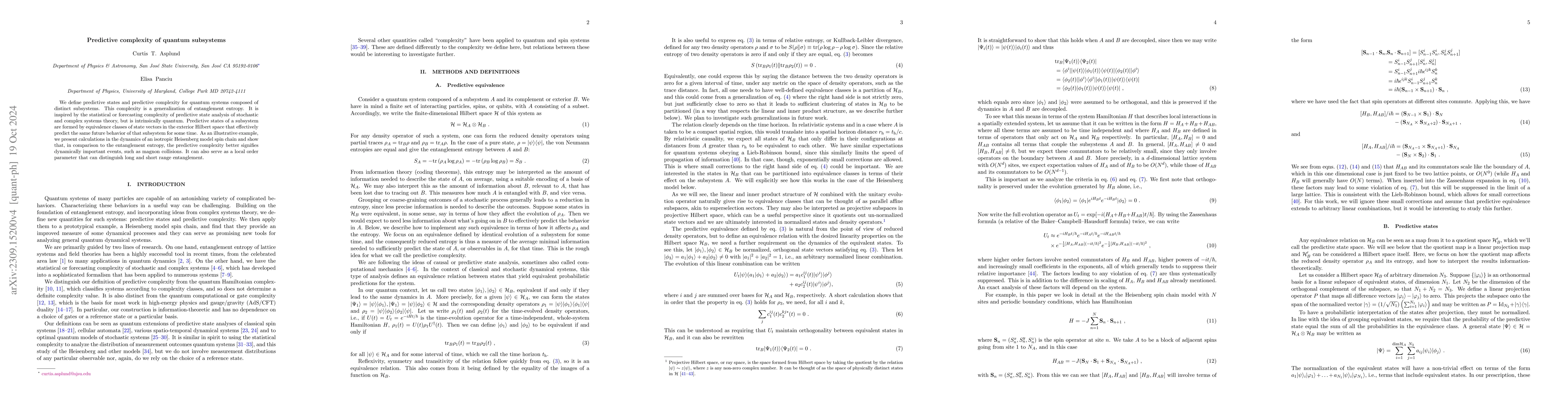Thumbnail for Predictive complexity of quantum subsystems