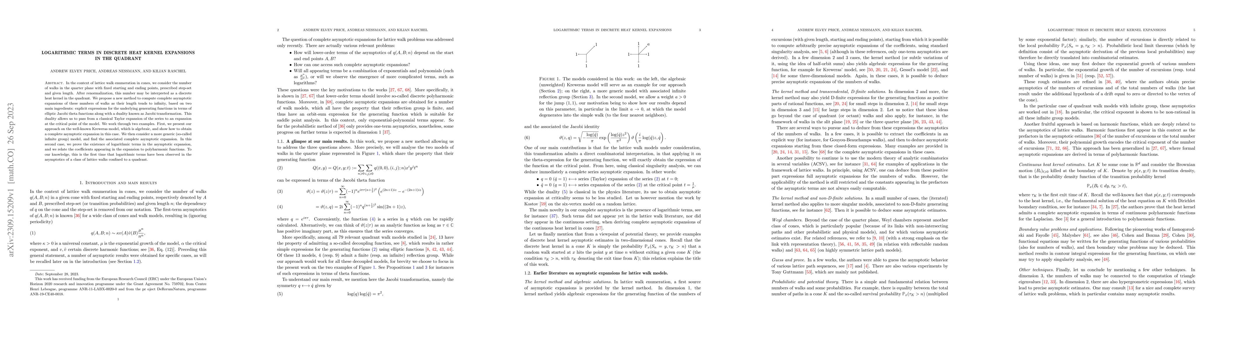 Thumbnail for Logarithmic terms in discrete heat kernel expansions in the quadrant
