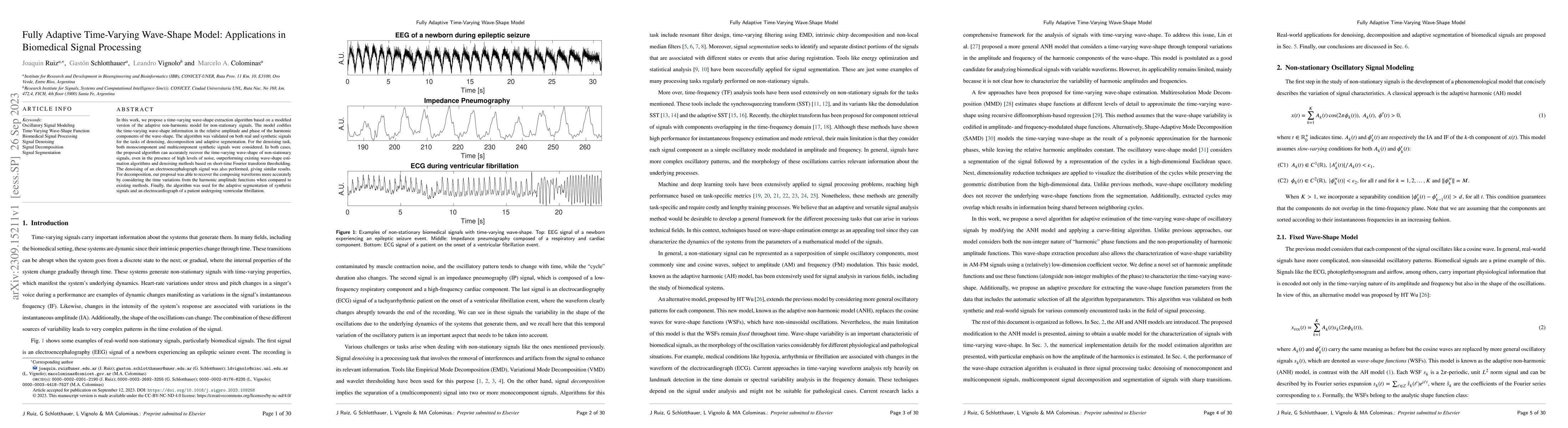 Thumbnail for Fully Adaptive Time-Varying Wave-Shape Model: Applications in Biomedical
  Signal Processing