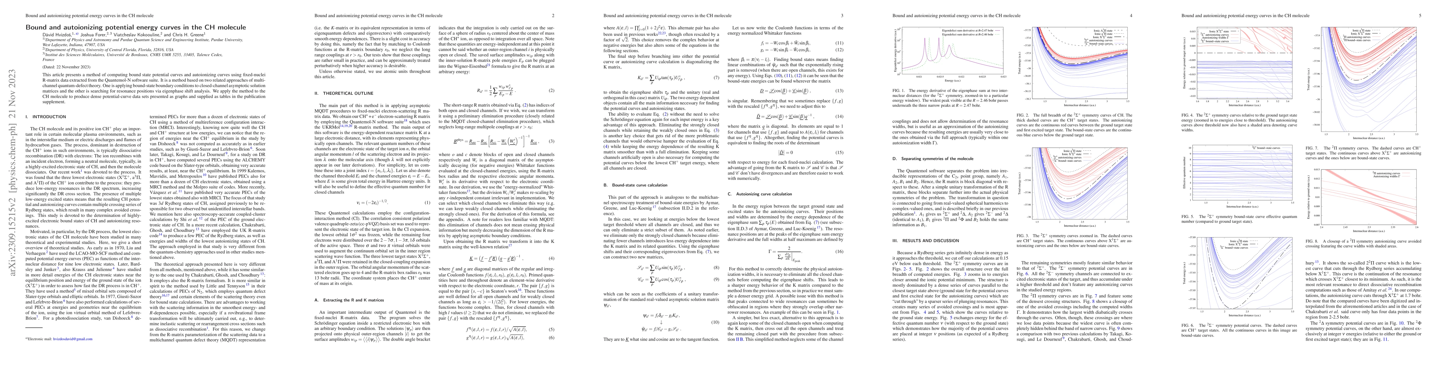 Thumbnail for Bound and autoionizing potential energy curves in the CH molecule