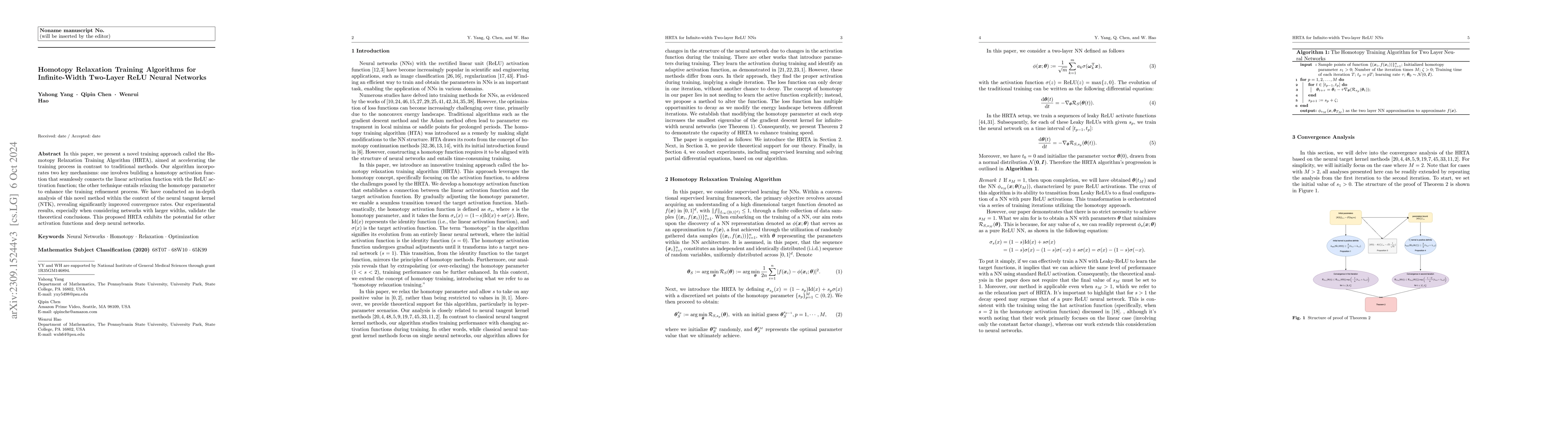 Thumbnail for Homotopy Relaxation Training Algorithms for Infinite-Width Two-Layer
  ReLU Neural Networks