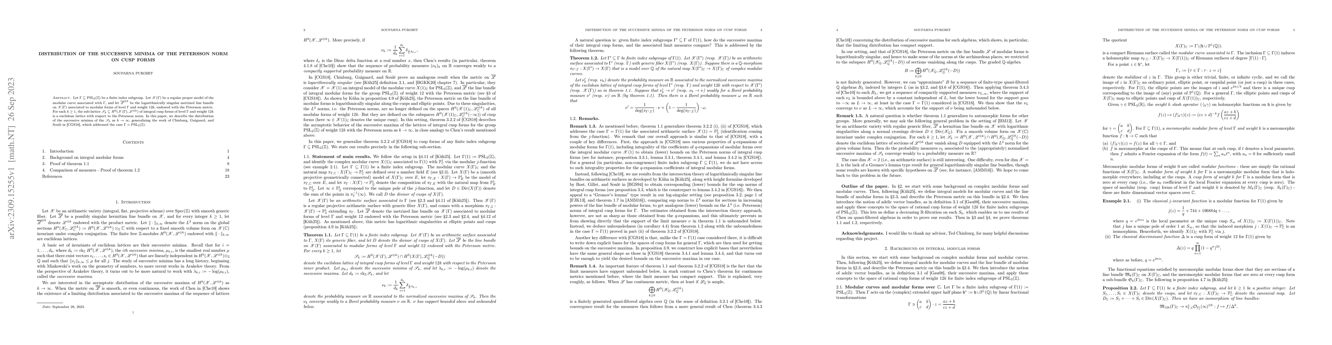 Thumbnail for Distribution of the successive minima of the Petersson norm on cusp
  forms